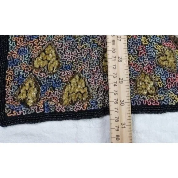 Silky Nites By Cherish Vintage Black Beaded Sequin Formal Elegant Cardigan 24/26 - Picture 4 of 12